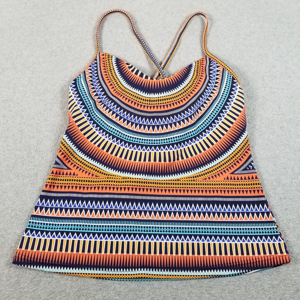 Jag Tankini Swim Top Womens L Large Multicolor Geometric Tribal Crossback Beach
